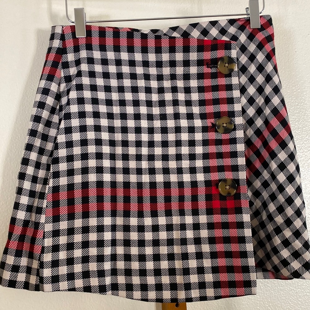 Who What Wear Plaid Mini Skirt with Buttons